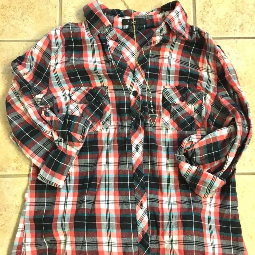 Plaid button down shirt